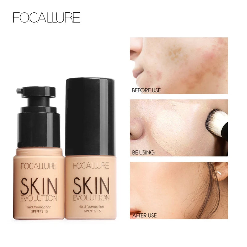 FOCALLURE Face Liquid Foundation Oil Control Moisturizer Full Coverage Concealer Matte Primer Base Cream Foundation Makeup