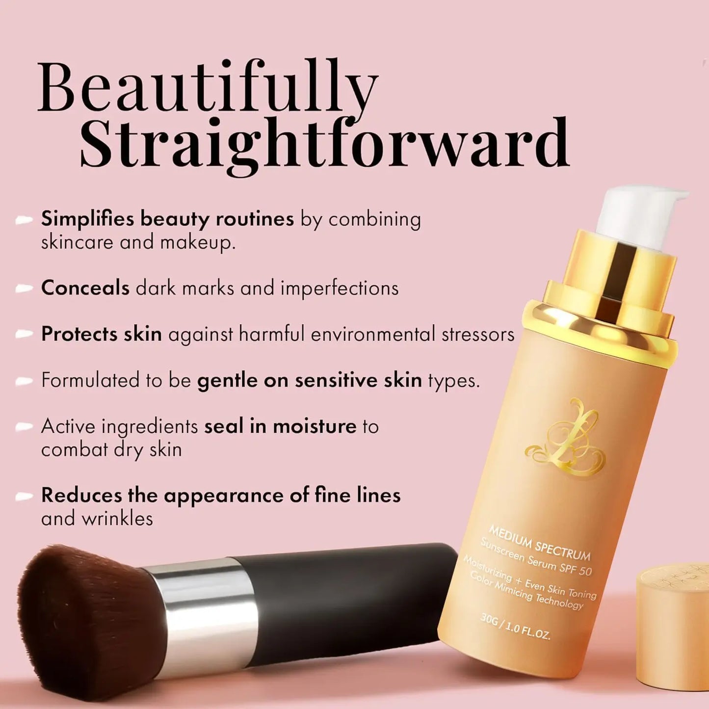 2025 Forever Bloom Inspired 4-In-1 Liquid Foundation Hydrating Medium Coverage with SPF50+, 30ml Korean Makeup