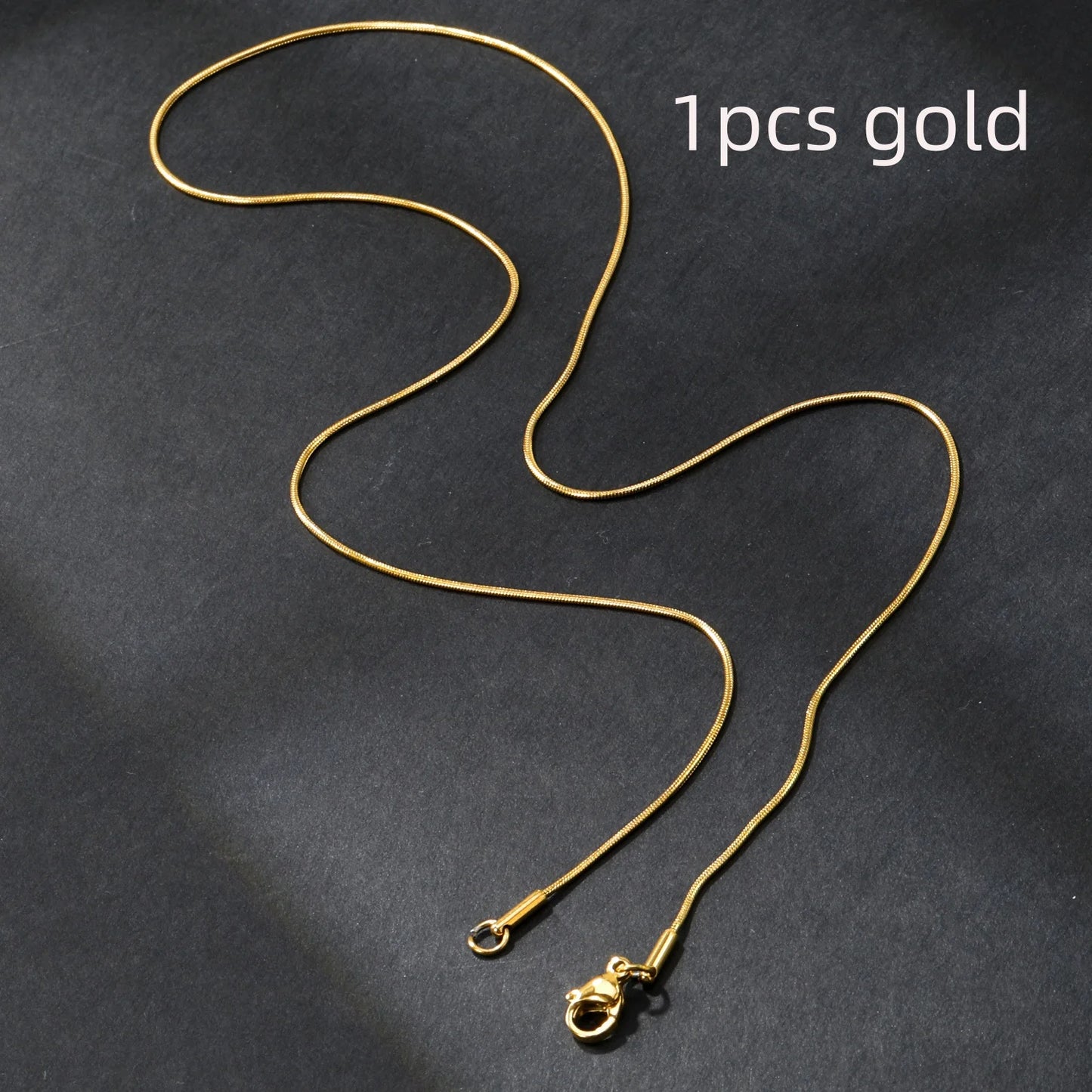 LUXUSTEEL 1pcs 1mm Golden Plated Snake Chains Necklaces No Fade Basic Jewelry Stainless Steel Necklace For Pendants DIY Choker