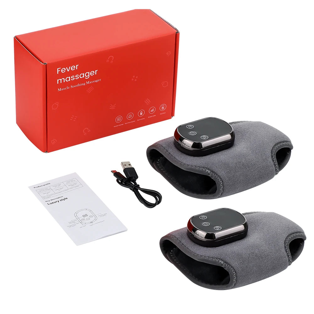 2PCS Electric Foot Ankle Massager Vibration Hot Compress Ankle Massage Brace Joint Sprain Protection Heating Pad Pain Relief