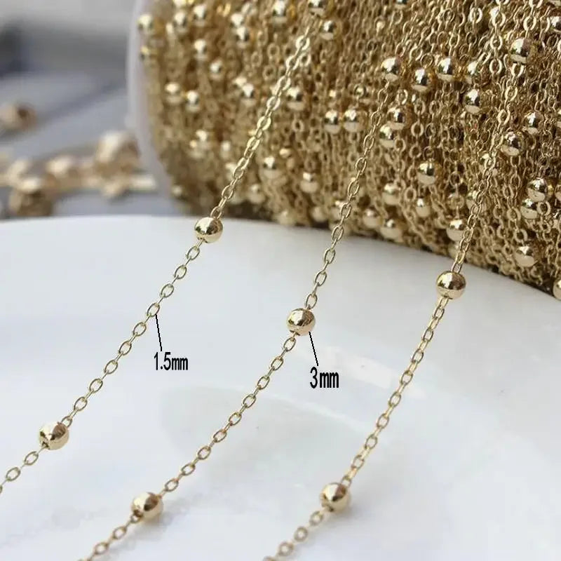 14K Gold Color Plated Brass Round Star Link Chains Necklace Chains High Quality Jewelry Accessories