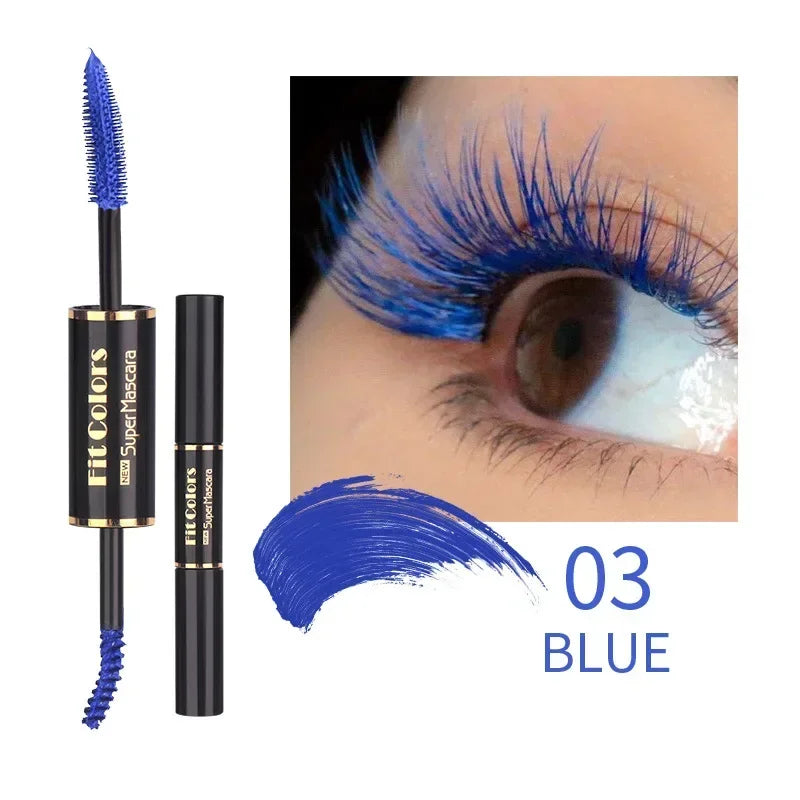 Double Head Colorful Mascara Waterproof Eyelashes Extension Thick Curling Quick Dry Long-lasting Blue Purple White Mascara
