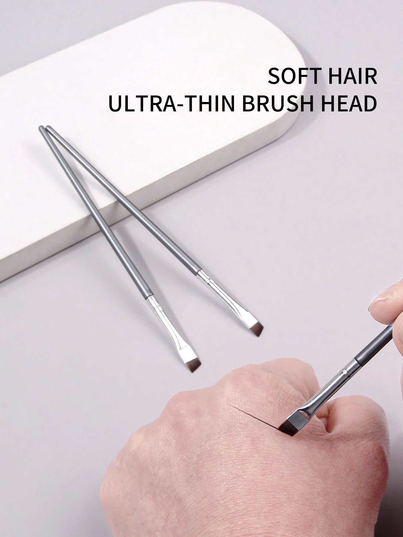 12pcs silvery Super Thin Blade Eyeliner Brush & Soft Makeup Brush Set, Portable Eyebrow Brush & Multipurpose Cosmetic Tool