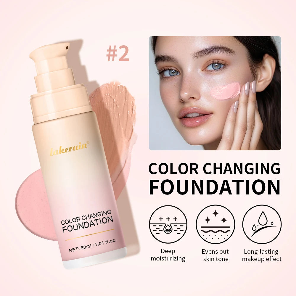 Natural Color Changing Liquid Foundation Centella Korean Lightweight High Coverage Foundation Long-lasting  Natural Base Makeup