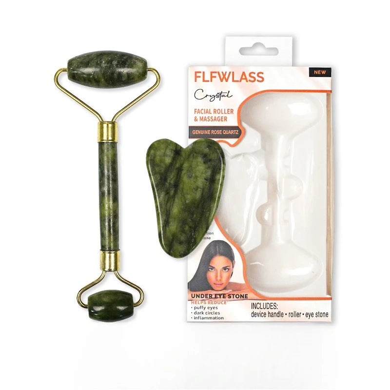 2pcs Guasha Natural Stone Massage Face Jade Roller Gua Sha Massage Tool Set SPA Body Visage Rouleau De Massage Rouleau Visage
