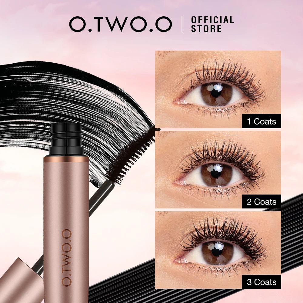 O.TWO.O Black Mascara 3D Silk Fiber Waterproof Long-lasting Extension Volume Lengthen Curling Oversize Volume Mascara Eye Makeup