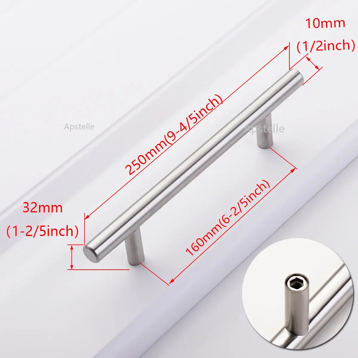 Apstelle Black Golden Cupboard Handle Brushed Stainless Steel Kitchen Cabinet Door Knob Furniture Drawer Pulls Bar Handle