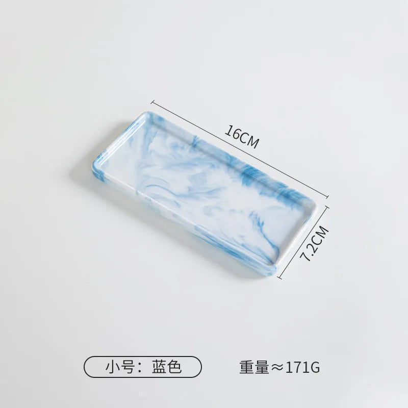Rectangular Ceramic Tray Creative Marble Pattern Storage Plate Nordic Style Bathroom Storage Tray Jewelry Cosmetics Organizer