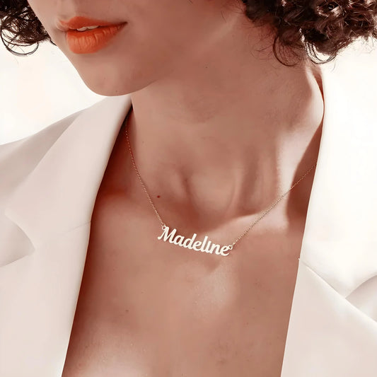 Personalized 18K Gold - Plated Name Necklace, Stainless Steel Script Font Pendant, Minimalist Women's Jewelry, Ideal Gift