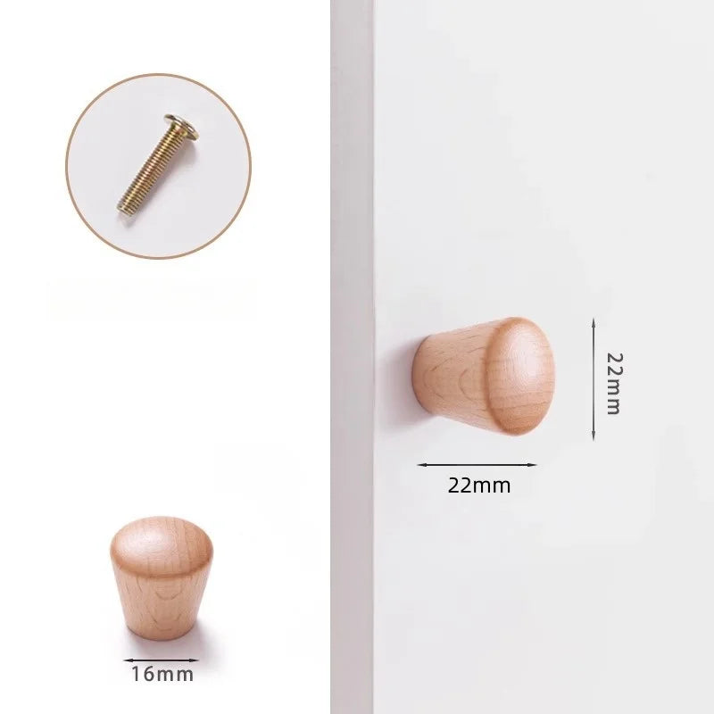 Nordic Wood Cabinet Handle Solid Wooden Kitchen Door Handle Dresser Wardrobe Knobs Cupboard Drawer Pull Furniture Handles