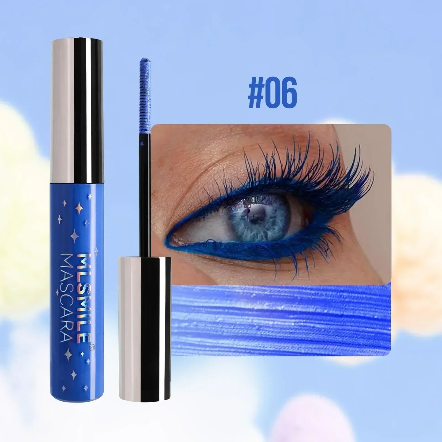 Colorful Glitter Mascara, Waterproof Long Lasting Thickening Lengthening Anti-Smudge Mascara, Tint Rich Color Sparkly Mascara