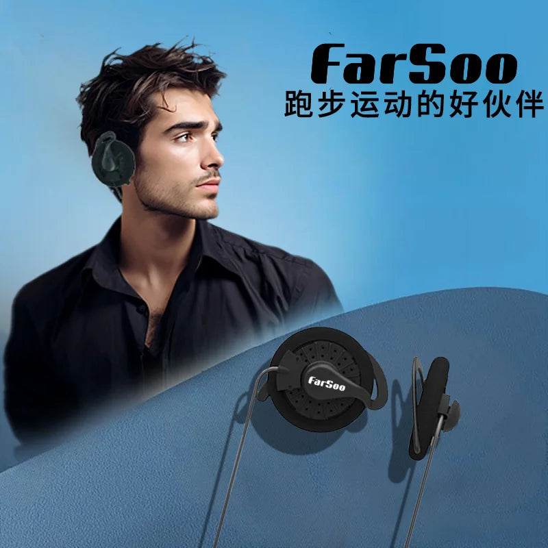Farsoo KSC35 wireless earphone with microphone  sports Bluetooth headset 5.0 ear hanging  music wired Earbuds to prevent off