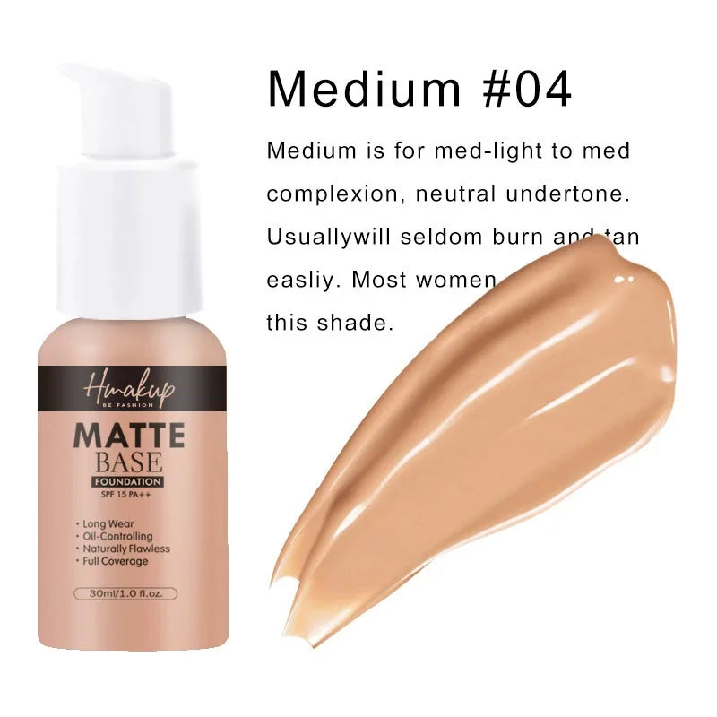 30ml SEPORA 6 Colors Matte Liquid Foundation Oil Control Waterproof Full Coverage Facial Natural Concealer Base Makeup Cosmetics