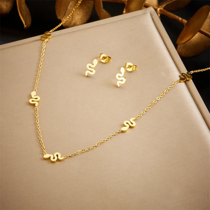 DIEYURO 316L Stainless Steel Pearl Butterfly Flower Golden Necklace Earrings For Womens 2024 New Party Gift Fashion Jewelry Set