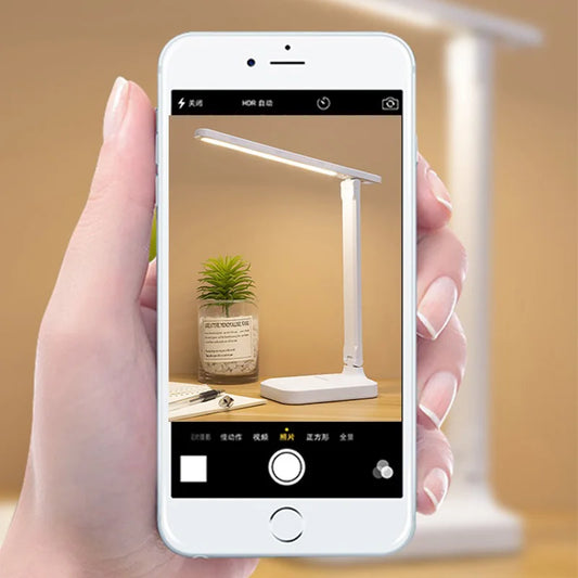 6000mAh LED Table Lamp USB Chargeable/Plug in Stepless Dimmable Desk Lamp Touch Foldable Eye Protection Reading Night Light