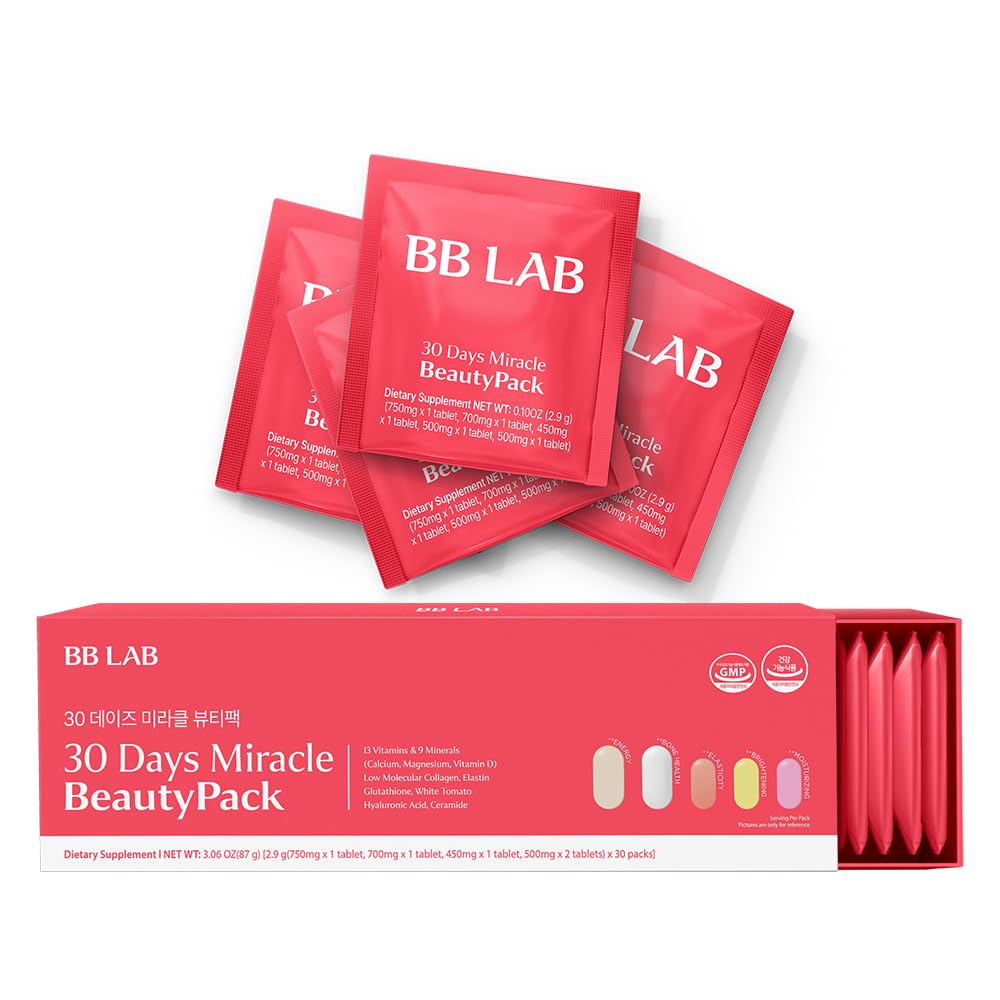 BB LAB 30 Days Miracle Beauty All-in-one Pack Low Molecular Collagen Elastin Glutathione Ceramide Hyaluronic Acid Multivitamins & Minerals Calcium Magnesium Vitamin D