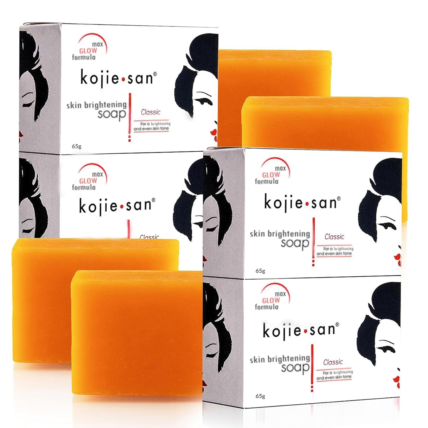 Kojie San Skin and Body Soap – Original Kojic Acid Dark Spot Remover Soap Bar with Coconut & Tea Tree Oil – 65g x 4 Bars