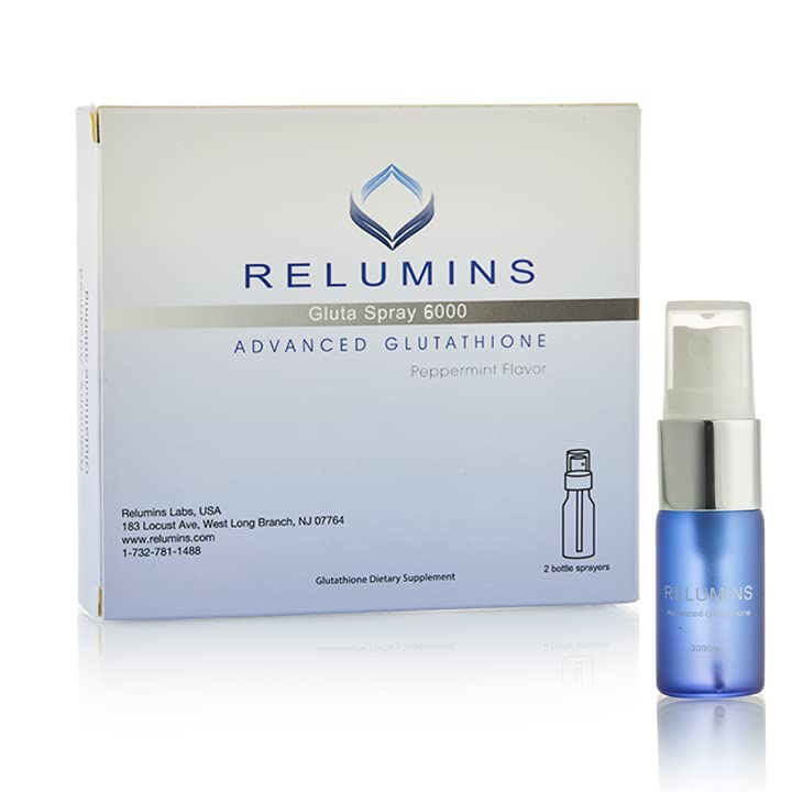 Relumins Highest Dose Sublingual Glutathione Oral Spray - New Advanced Formula 6000mg Plus Zinc - Professional Formula for Skin Brain and Immune Health (3000mg x 2 Bottles)