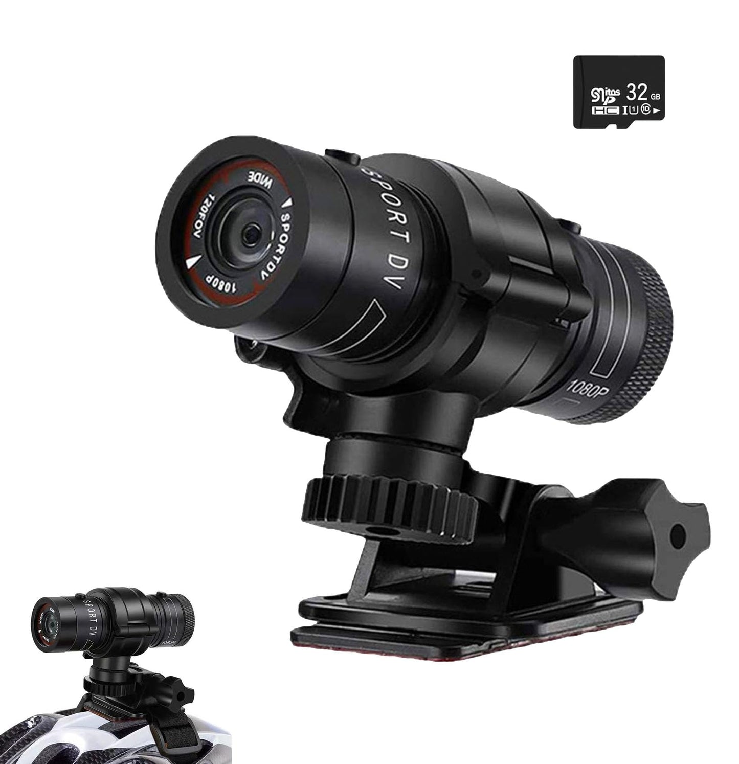 Fonykadpt Bicycle Motorbike Helmet Camera HD 1080P Sports Action Camera Motorcycle Helmet Camera Waterproof Bike Video Camera for Outdoor Wilderness (TF32G)